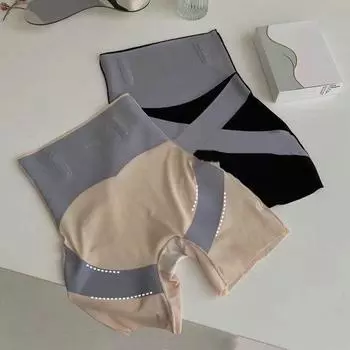 Женские защитные брюки, подтягивающий живот, корректирующее белье, трусики с плоским животом, тренажер для талии, бесшовные шорты, коррекция фигуры, спортивная безопасность для похудения S чёрный