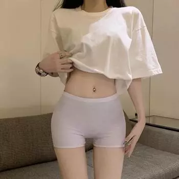 Женские защитные брюки, сплошной цвет, защита от воздействия, бесшовная мини-юбка из ледяного шелка с высокой эластичностью на талии, быстросохнущая мини-юбка M белый