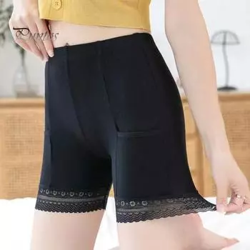 Женские защитные брюки, высокоэластичные, однотонные, бесшовные, кружевные, с защитой от воздействия окружающей среды, с высокой талией, облегающие, быстросохнущие, мини-юбка, внутренние шорты, шорты для йоги M серый