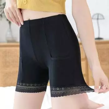 Женские защитные брюки, высокоэластичные, однотонные, бесшовные, кружевные, с защитой от воздействия окружающей среды, с высокой талией, облегающие, быстросохнущие, мини-юбка, внутренние шорты, нижнее белье M