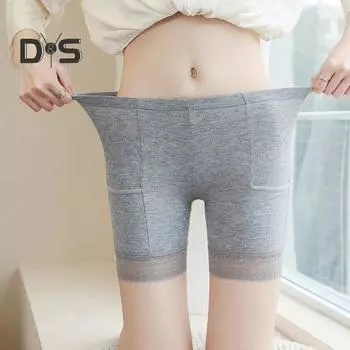 Женские защитные брюки, высокоэластичные, однотонные, бесшовные, кружевные, с защитой от воздействия окружающей среды, с высокой талией, облегающие, быстросохнущие, мини-юбка, внутренние шорты, шорты для йоги M чёрный