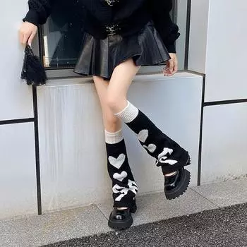 Женские защитные колготки для девочек, сохраняющие тепло, с бантом в форме сердца, двухсторонние, из шерстяной пряжи, аксессуары для осени и зимы чёрный