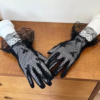 Женские защитные перчатки для рук с ощущением льда, сетчатые кружевные перчатки, кружевные этикетные ювелирные изделия, дышащие перчатки чёрный