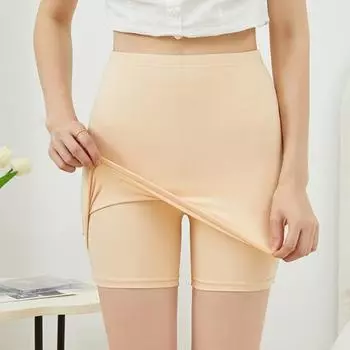 Женские защитные шорты, летние тонкие шорты из ледяного шелка, шорты с высокой талией и широким покрытием, незащищенные шорты для мальчиков, однотонные защитные шорты L чёрный