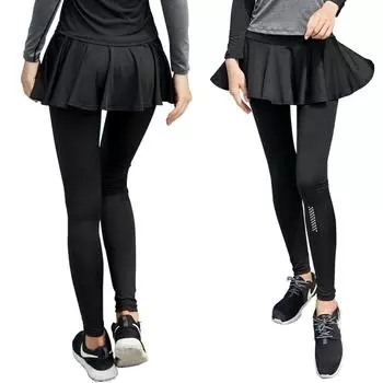 Женские зауженные к бедрам юбки-брюки с высокой талией для йоги фитнеса бега тенниса 3XL чёрный