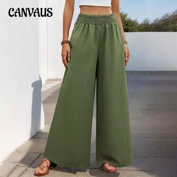 Женские зеленые брюки, новые повседневные брюки с широкими штанинами S армия зеленый