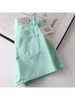 Женские зеленые джинсовые шорты Y2k Джинсы Короткие брюки Harajuku Эстетические винтажные мини-ковбойские шорты оверсайз 2000-х годов Дрянная одежда 2024 S зелёный