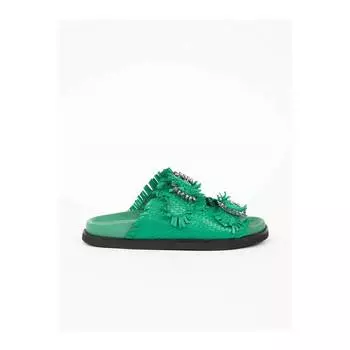 Женские зеленые кожаные тапочки Bella, новые летние комфортные дышащие повседневные качественные стильные легкие сандалии