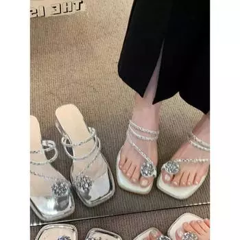 Женские зеленые сандалии Partner: Новый, стильный, универсальный. Идеально подходит для лета с юбками, стразами и толстыми каблуками.. Двусторонний наряд в стиле феи. 39 серебряный