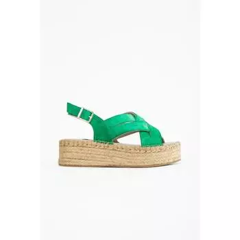 Женские зеленые замшевые кожаные сандалии-эспадрильи Комфортные повседневные качественные стильные легкие сандалии