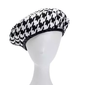 Женские женские осенне-зимние модные черные и белые береты с узором «гусиные лапки», шапки, шапки