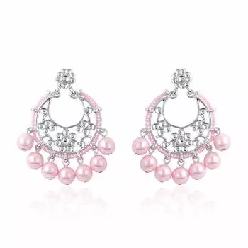 Женские/женские серьги из латуни с серебряным покрытием и жемчугом и камнями (Золотой, Розовый)
