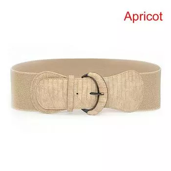 Женские женские широкие эластичные ремни из искусственной кожи с эластичной пряжкой на талии абрикосовый