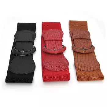 Женские женские широкие эластичные ремни из искусственной кожи с эластичной пряжкой на талии