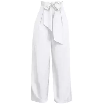 Женские женские широкие брюки-палаццо с высокой талией, свободные брюки-кюлоты L белый