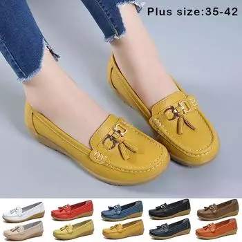 Женские женские туфли из искусственной кожи, рабочие повседневные туфли на плоской подошве, лоферы без шнуровки, красные туфли для вождения 35 белый