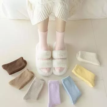 Женские зимние бархатные носки средней длины: Мягкие, теплые, приятные для кожи носки для зимних ботинок в стиле ретро One Size фиолетовый