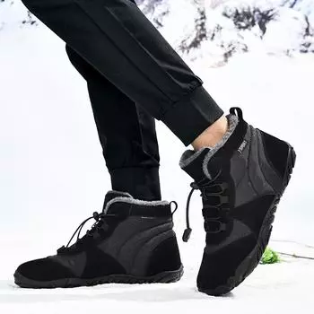 Женские зимние бархатные сапоги Plus Snow Boots Casual Suede на шнуровке, теплые хлопковые туфли, большие нескользящие ботинки 36 чёрный