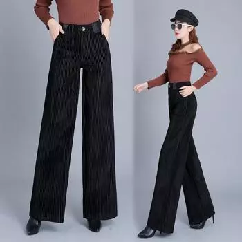 Женские зимние бархатные широкие брюки, мешковатые, утолщенные, на шнуровке, прямые спортивные брюки, плюшевые, теплые, с высокой талией, с подтяжками XXXXL чёрный