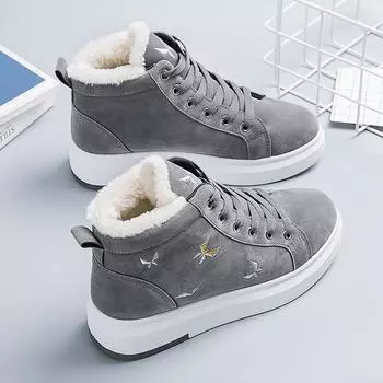 Женские зимние бархатные теплые зимние ботинки, нескользящие хлопковые ботинки на открытом воздухе 40 чёрный