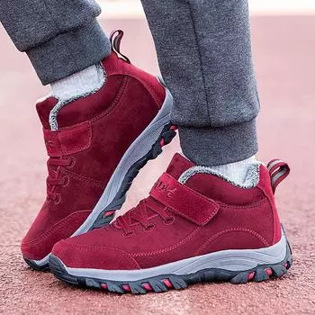 Женские зимние бархатные зимние ботинки, повседневные, со шнуровкой, теплые, хлопковые, большие, толстые, нескользящие, спортивные туфли 35-45 35 фиолетовый