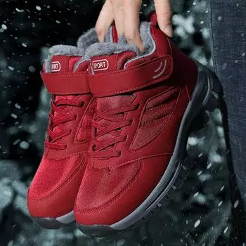 Женские зимние бархатные зимние ботинки, повседневные замшевые, на шнуровке, теплые, высокие, хлопковые, большие, противоскользящие, для ходьбы, размер 35-45 35 чёрный