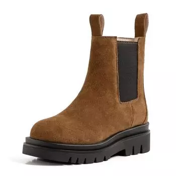 Женские зимние ботильоны и полусапоги, кожаные ботинки из коровьей замши с шерстяной подкладкой, теплые ботинки, винтажные зимние ботинки 34