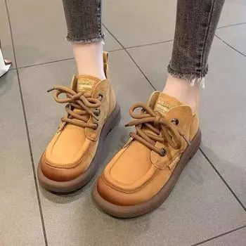 Женские зимние ботильоны Кроссовки Зимние ботинки Женская обувь на платформе Удобные туфли с круглым носком на низком каблуке Элегантные осенние панк-ботинки 35 хаки