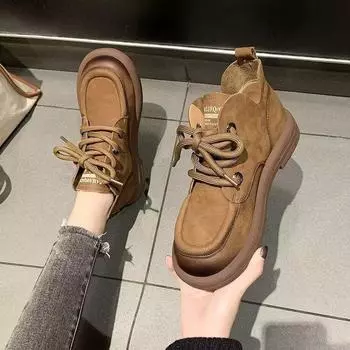 Женские зимние ботильоны Кроссовки Зимние ботинки Женская обувь на платформе Удобные туфли с круглым носком на низком каблуке Элегантные осенние панк-ботинки 42 жёлтый