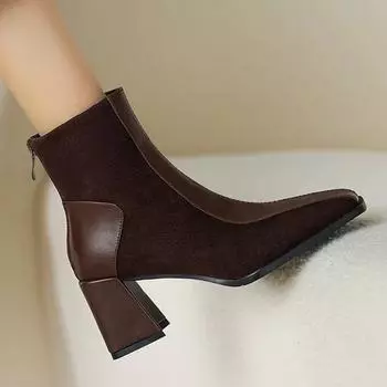 Женские зимние ботильоны на высоком каблуке, дизайнерская зимняя сексуальная обувь, массивные ботинки челси, новинка 2024 года, модные готические сапоги Zapatillas Ladies 35 чёрный