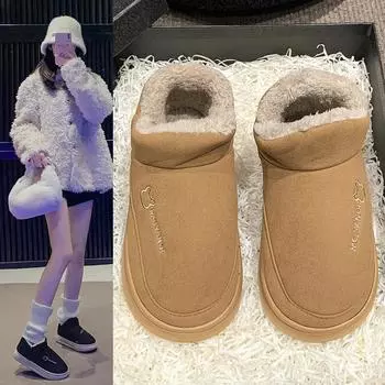 Женские зимние ботинки 2024 года, новые утолщенные пушистые удобные теплые плюшевые ботильоны для женщин, зимняя женская обувь, массивные ботинки для женщин 36 чёрный