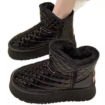 Женские зимние ботинки бежево-черного цвета зимние теплые плюшевые ботинки женская зимняя повседневная обувь женские ботильоны туфли на платформе 35 бежевый