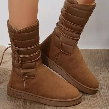 Женские зимние ботинки больших размеров, повседневные, на толстой подошве, средней толщины, теплые, меховые, флисовые, однотонные, хлопковые, размеры 36-43 36 чёрный