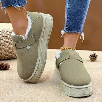 Женские зимние ботинки Burken на толстой подошве, новый стиль, утолщенный бархат, на одну ногу, обувь для хлеба, северо-восточная хлопковая обувь 36