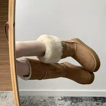 Женские зимние ботинки Commuter 2025 года из хлопка и бархата, теплые хлопковые ботинки на толстой платформе с увеличенным размером 35