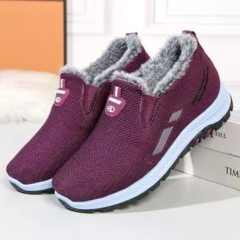 Женские зимние ботинки для снега, нескользящая подкладка из искусственного меха, мокасины для ходьбы, удобные короткие ботинки до щиколотки, повседневные теплые кроссовки для бега и тренировок для женщин 36