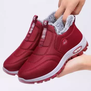 Женские зимние ботинки для снега, нескользящая подкладка из искусственного меха, мокасины для ходьбы, удобные короткие ботильоны, водонепроницаемые, теплые кроссовки для тренировок для женщин 36