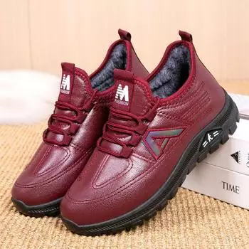 Женские зимние ботинки для снега, нескользящие, на шнуровке, короткие ботильоны, с подкладкой из искусственного меха, удобные, теплые, водонепроницаемые, кроссовки для ходьбы для женщин 36