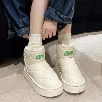 Женские зимние ботинки для снега, плюшевые, утолщенные, винтажные, с толстой подошвой, противоскользящие, теплые, для отдыха, для снега 36 бежевый
