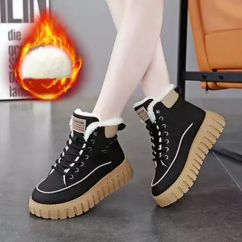 Женские зимние ботинки для снега с мягкой внутренней подкладкой, толстые, комфортные, универсальные 40 чёрный