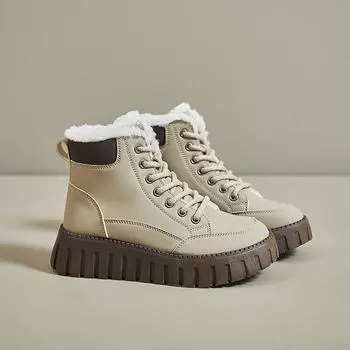 Женские зимние ботинки для снега с мягкой внутренней подкладкой, толстые, удобные, универсальные, черные, хаки, теплые 40 чёрный