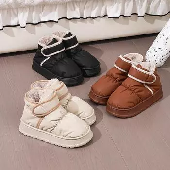 Женские зимние ботинки для снега с подкладкой из искусственного меха, тапочки, удобная домашняя обувь с пушистым верхом, нескользящая домашняя обувь для женщин, теплые ботильоны 36-37