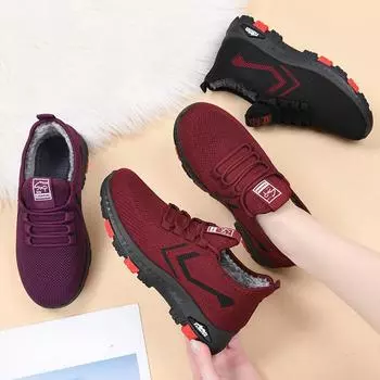 Женские зимние ботинки для снега с подкладкой из искусственного меха, нескользящие кроссовки на шнуровке, теплые повседневные короткие ботинки, удобная обувь для ходьбы для женщин 35