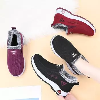 Женские зимние ботинки для снега с подкладкой из искусственного меха, нескользящие кроссовки для тренировок, теплые мокасины, повседневные короткие ботильоны, удобная обувь для ходьбы для женщин 35