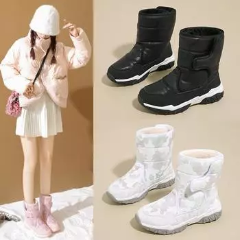 Женские зимние ботинки для снега, теплые ботинки для ходьбы с подкладкой из искусственного меха, для походов, обувь для активного отдыха, водонепроницаемые, удобные, нескользящие, ботинки до середины голени для женщин 35