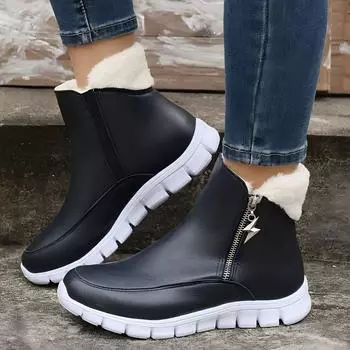 Женские зимние ботинки для снега, удобные ботинки на толстой подошве с флисовой подкладкой и боковой молнией, сохраняющие тепло в любое время года. 36 бордовый