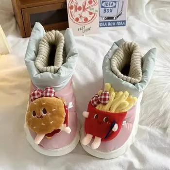 Женские зимние ботинки Hamburg Fries, новая зимняя корейская версия, плюшевая термоудобная хлопковая обувь на плоской подошве, повседневная мягкая обувь 36-37 чёрный