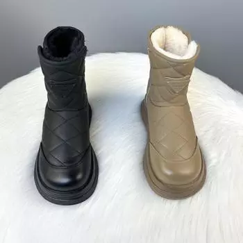 Женские зимние ботинки и женские туфли из хлопка с бархатной подкладкой, водонепроницаемые и нескользящие, теплые ботинки. 35 чёрный