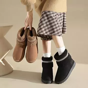 Женские зимние ботинки из искусственной замши на платформе с нескользящей подкладкой из искусственного меха, полусапожки, женская зимняя теплая удобная мягкая обувь для ходьбы 36 темно-коричневого