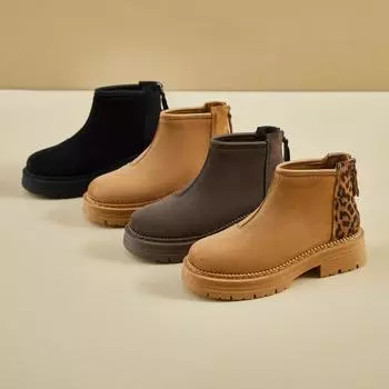 Женские зимние ботинки из искусственной замши, нескользящие ботинки на толстой платформе с меховой подкладкой, теплые и удобные ботинки «Челси» для ходьбы, женская обувь 35 коричневый